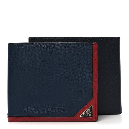 Prada Saffiano Bi-Fold Wallet Baltico Fuoco 7 of 7