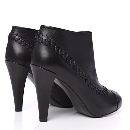 Chanel Calfskin CC Cap Toe Lambskin Booties 38.5 Black 4 of 8