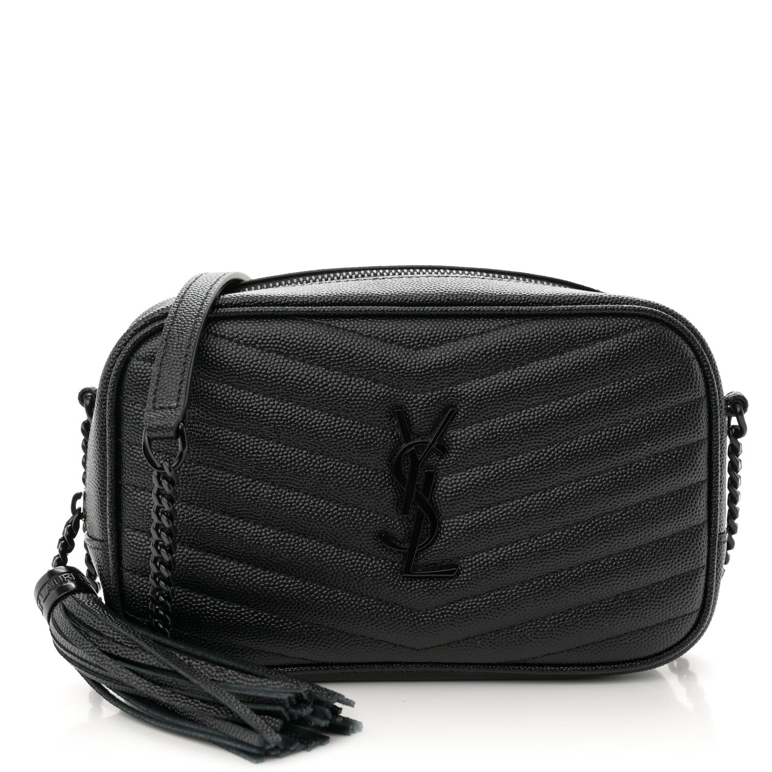 Saint Laurent Grain De Poudre Matelasse Monochrome Monogram Mini Lou Camera Bag Black 1 of 10