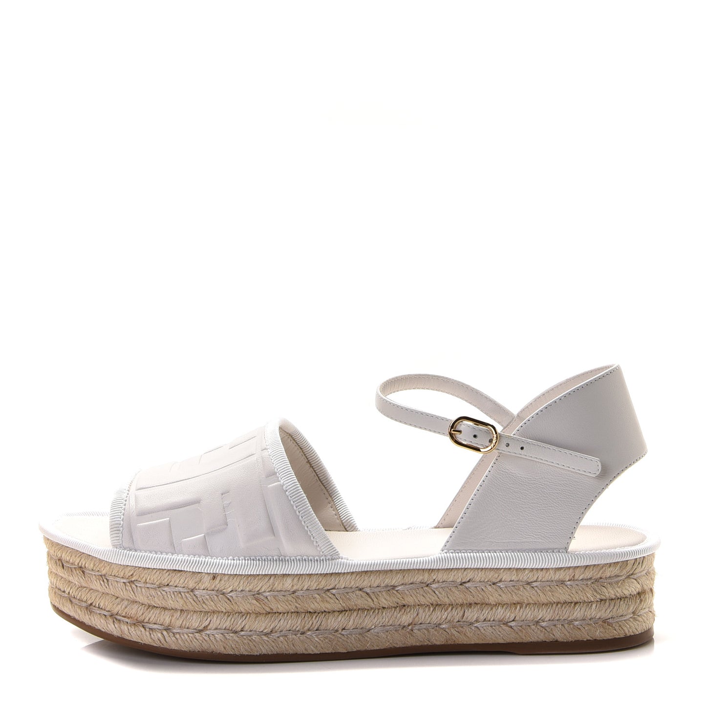 Nappa FF Embossed Espadrille Platform Sandals 37 Snow