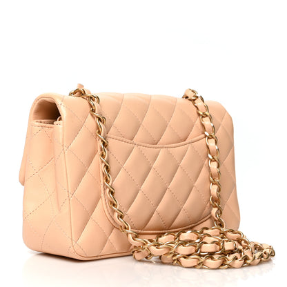 Chanel Lambskin Quilted Mini Rectangular Flap Beige 3 of 11