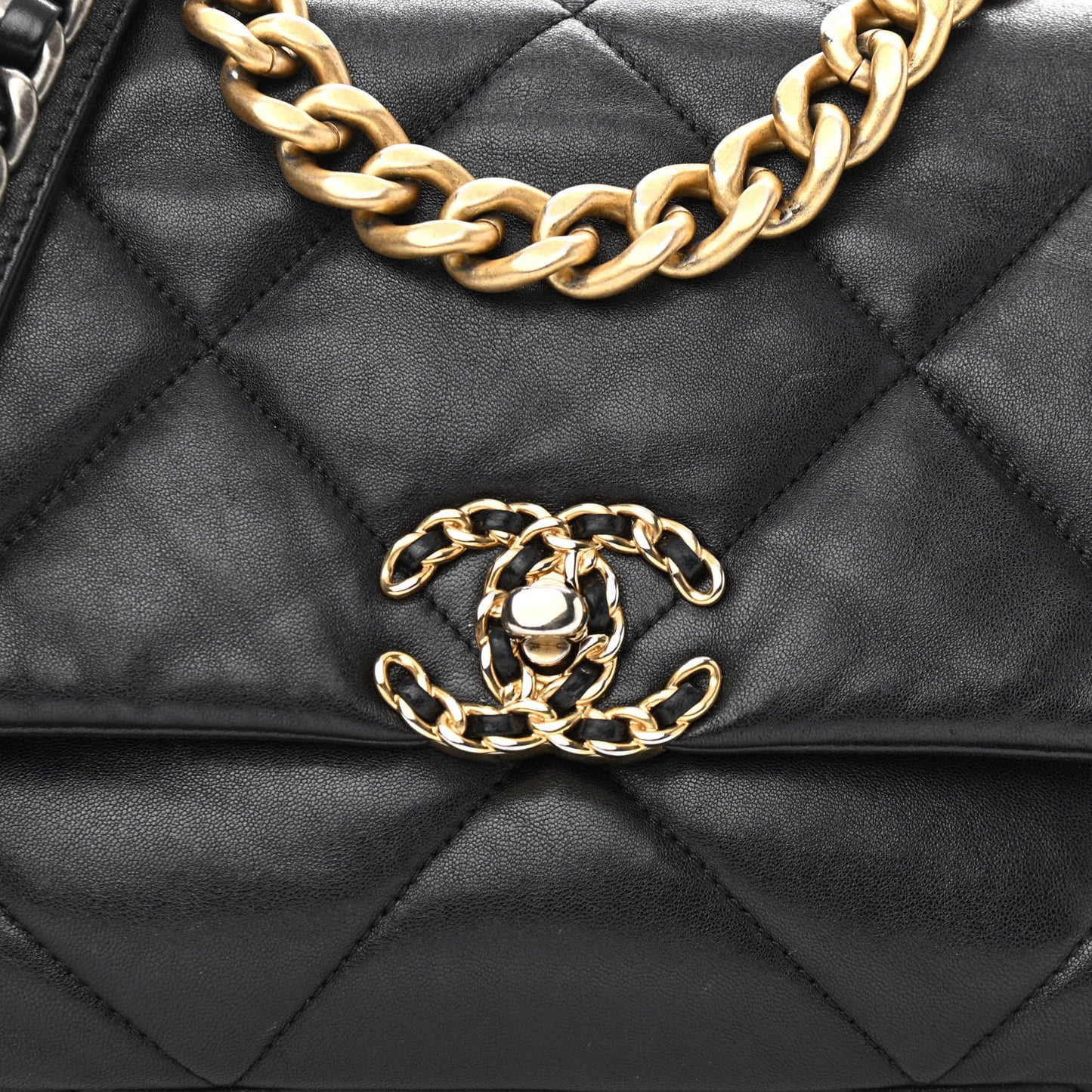 Lambskin Quilted Medium Chanel 19 Flap Black