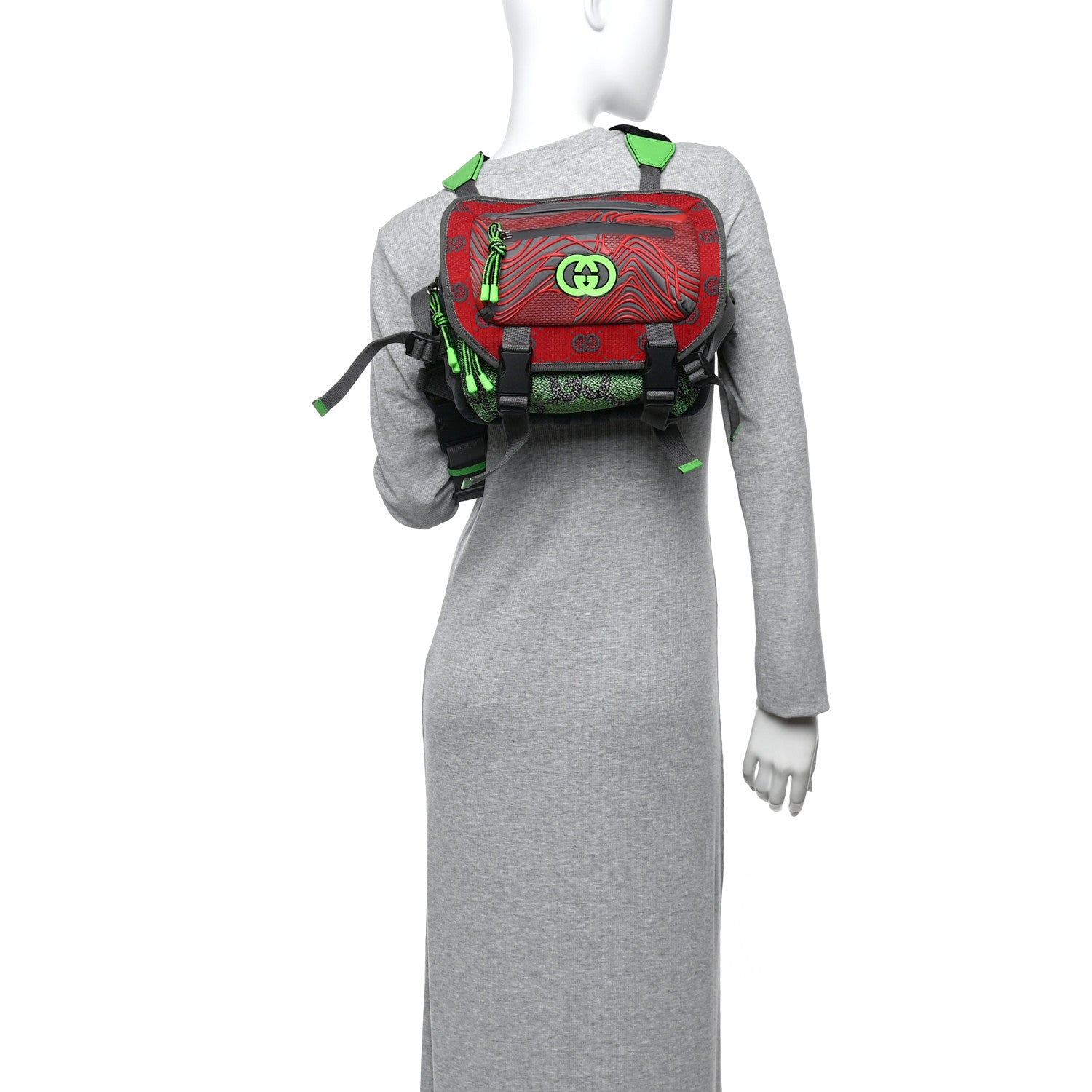Gucci Jersey GG Monogram All Over Sporty Flap Backpack Red Multicolor 2 of 10