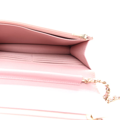 Chanel Caviar Quilted Studded CC Wallet on Chain WOC Light Pink 5 of 11