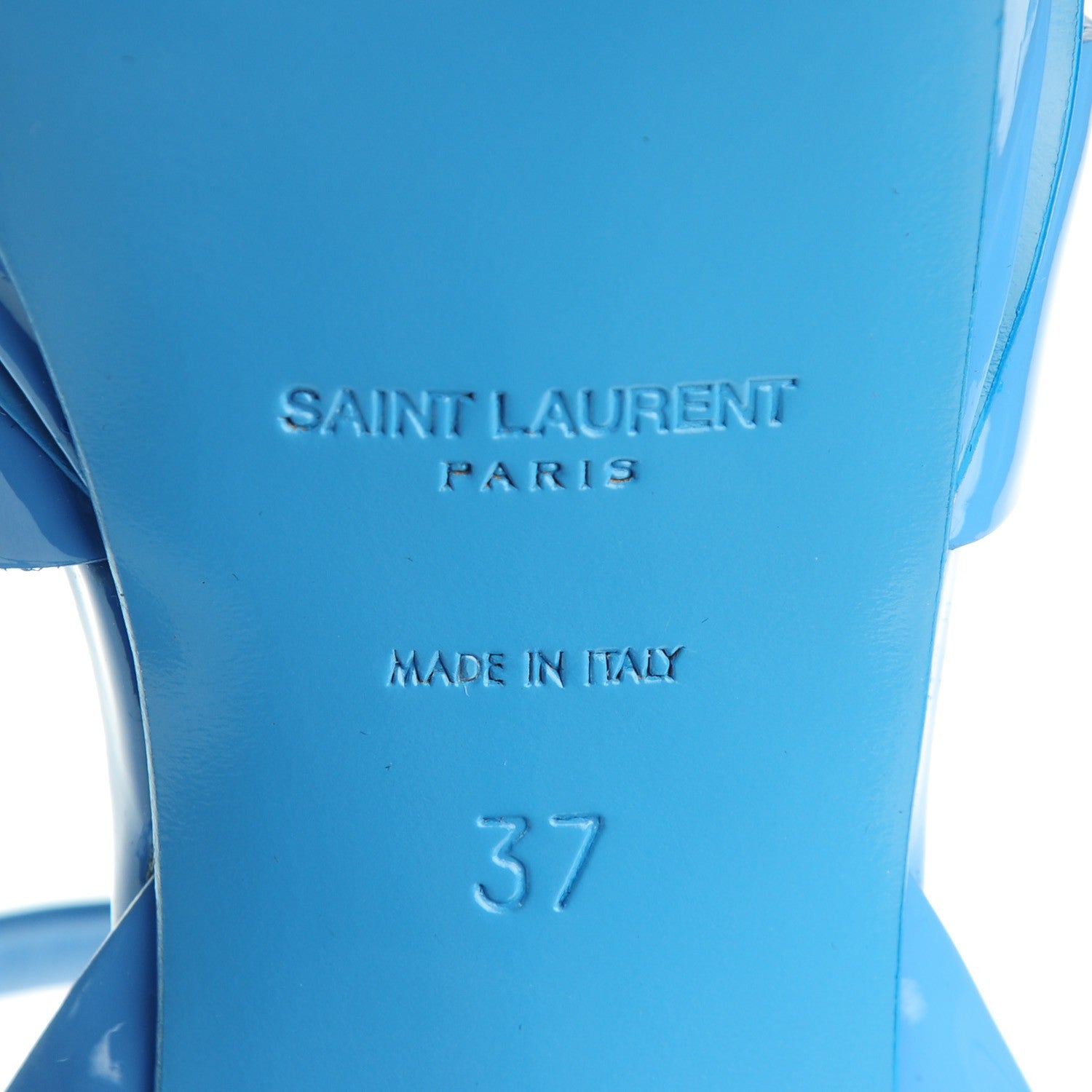 Saint Laurent Patent Tribute 75 Platform Sandals 37 Blue 6 of 9