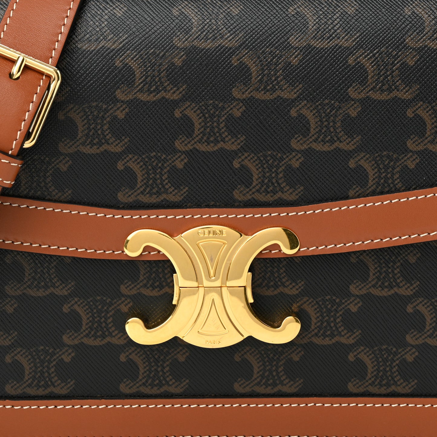 Triomphe Canvas Calfskin Medium Triomphe Bag Tan