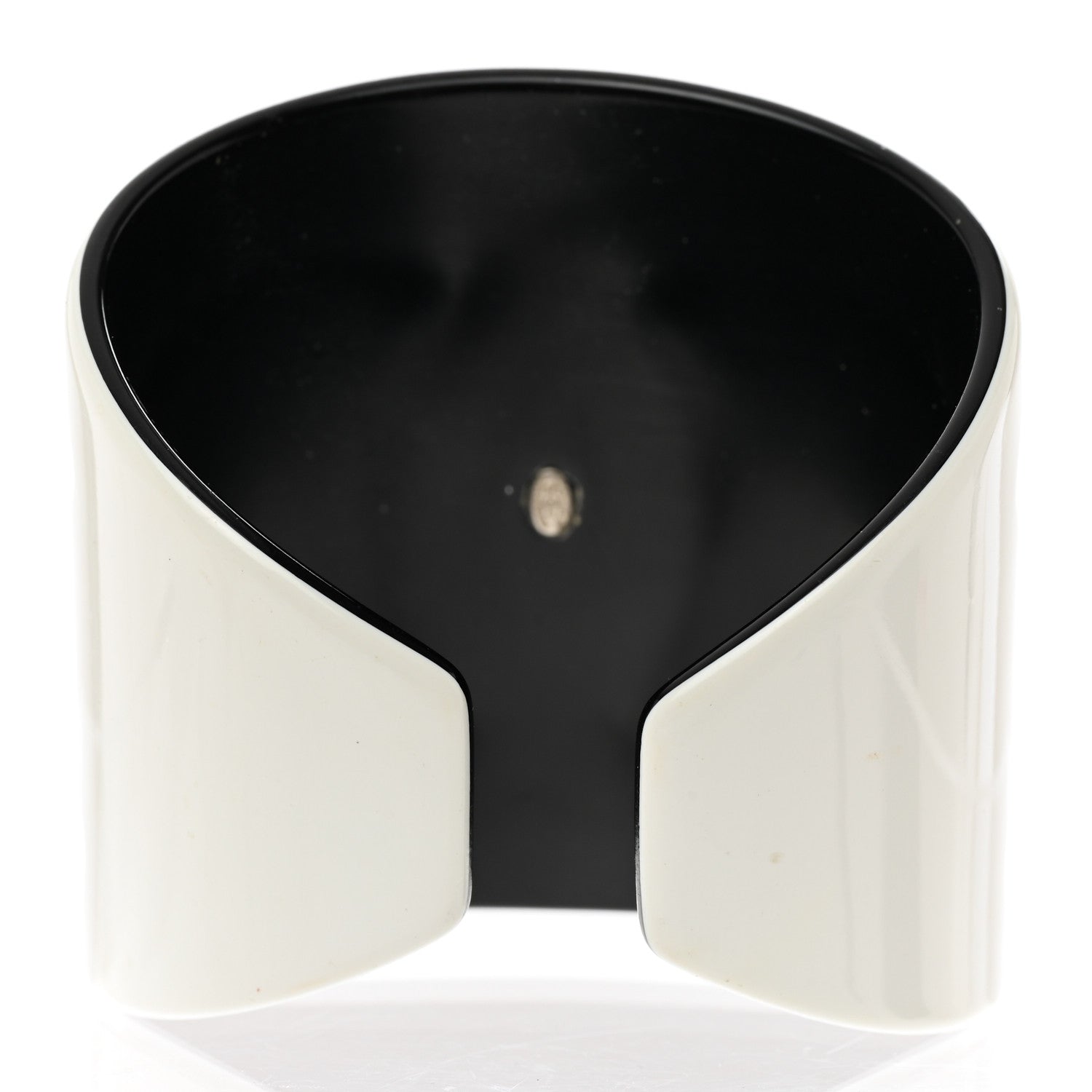 Chanel Resin CC Wide Cuff Black White 3 of 4
