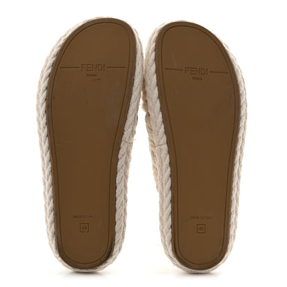 Fendi Tessuto Treccia Jacquard Ricamo Logo Slides 40 Grezzo Moka 6 of 11
