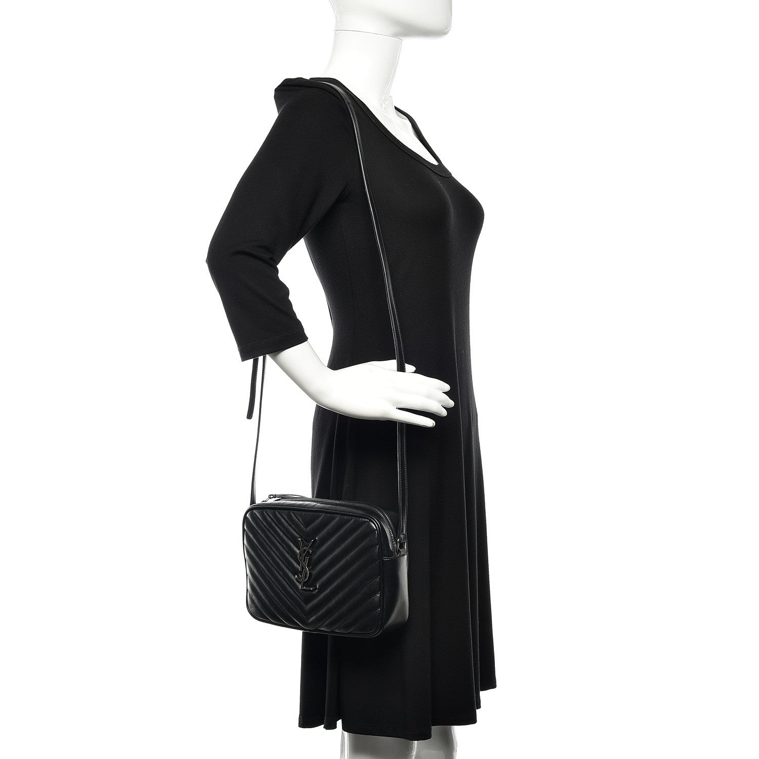 Saint Laurent Calfskin Matelasse Monogram Lou Camera Bag Black 2 of 10