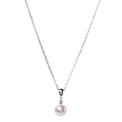 Mikimoto 18K White Gold Akoya Pearl 7.5mm Drop Pendant Necklace 1 of 6