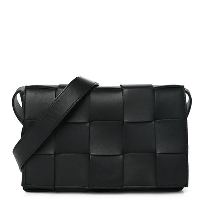 Bottega Veneta BOTTEGA VENETA Lambskin Maxi Intrecciato Cassette Crossbody Bag Black 1 of 10