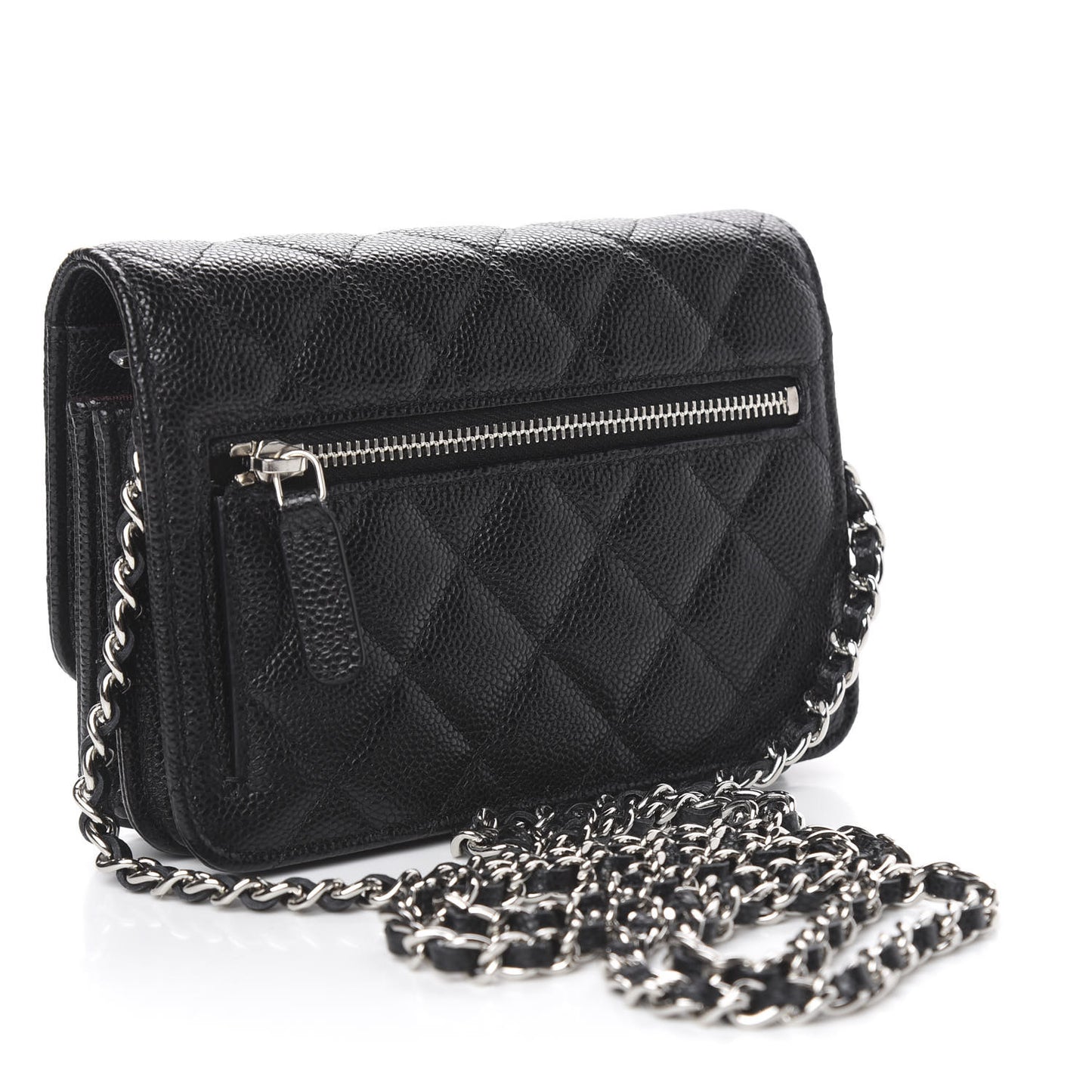 Caviar Quilted Mini Wallet On Chain WOC Black