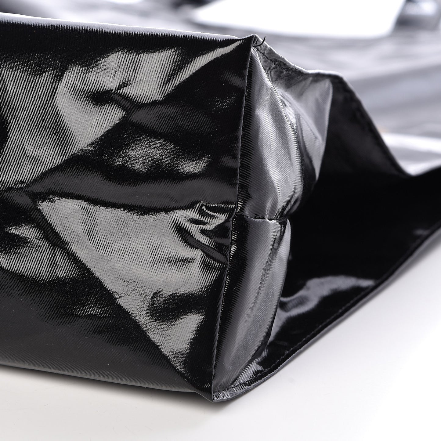 Patent Canvas Frame Logo Vertical Tote Black Crop