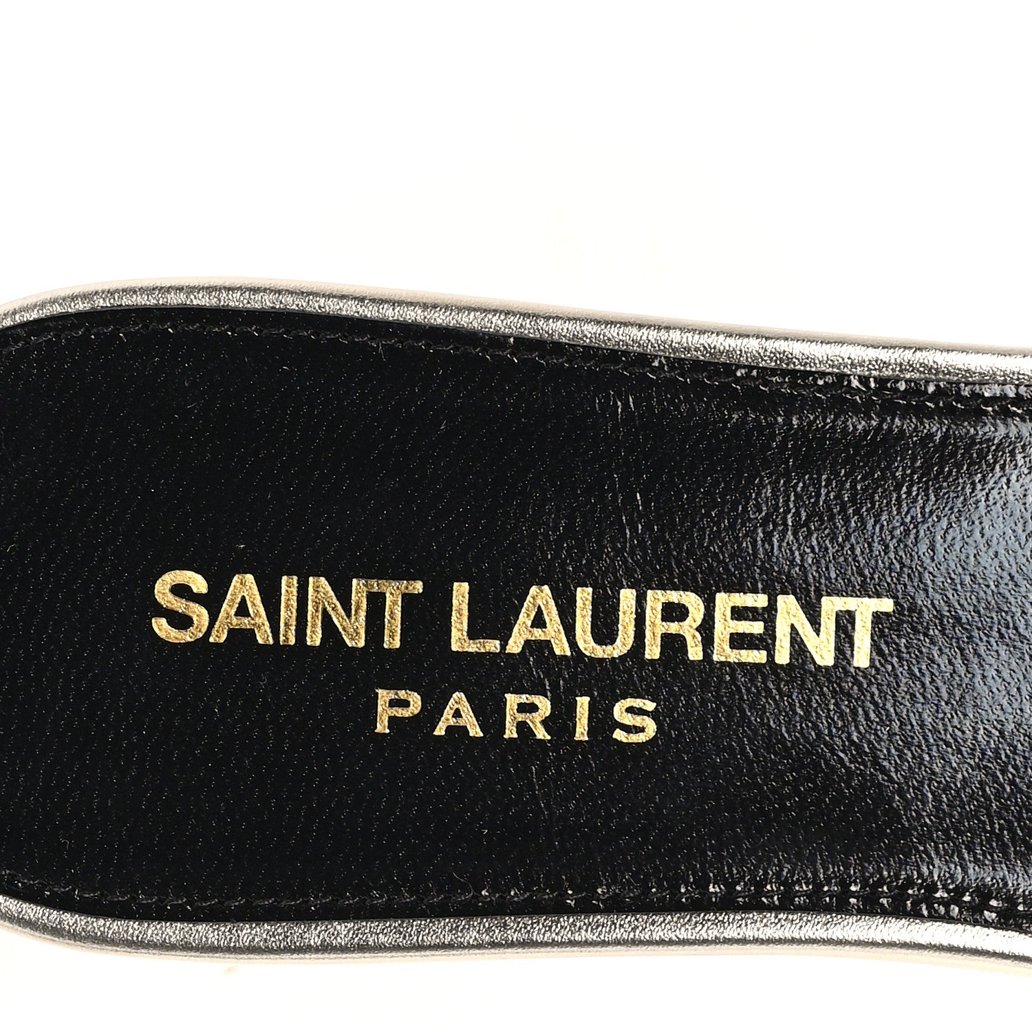 Saint Laurent Metallic Calfskin Nu Pied 05 Slide Sandals 35 Platino 8 of 10