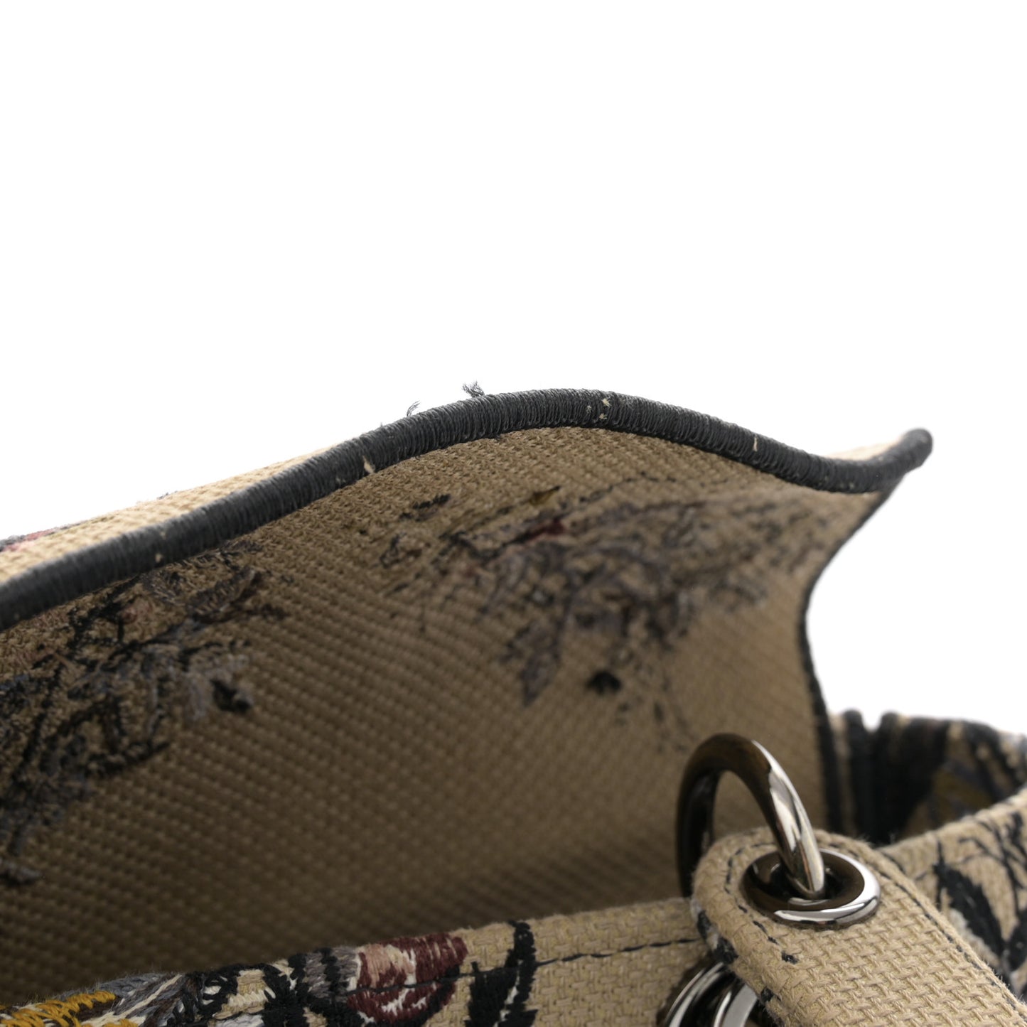 Canvas Embroidered Jardin D'Hiver Medium Lady D-Lite Beige Multicolor