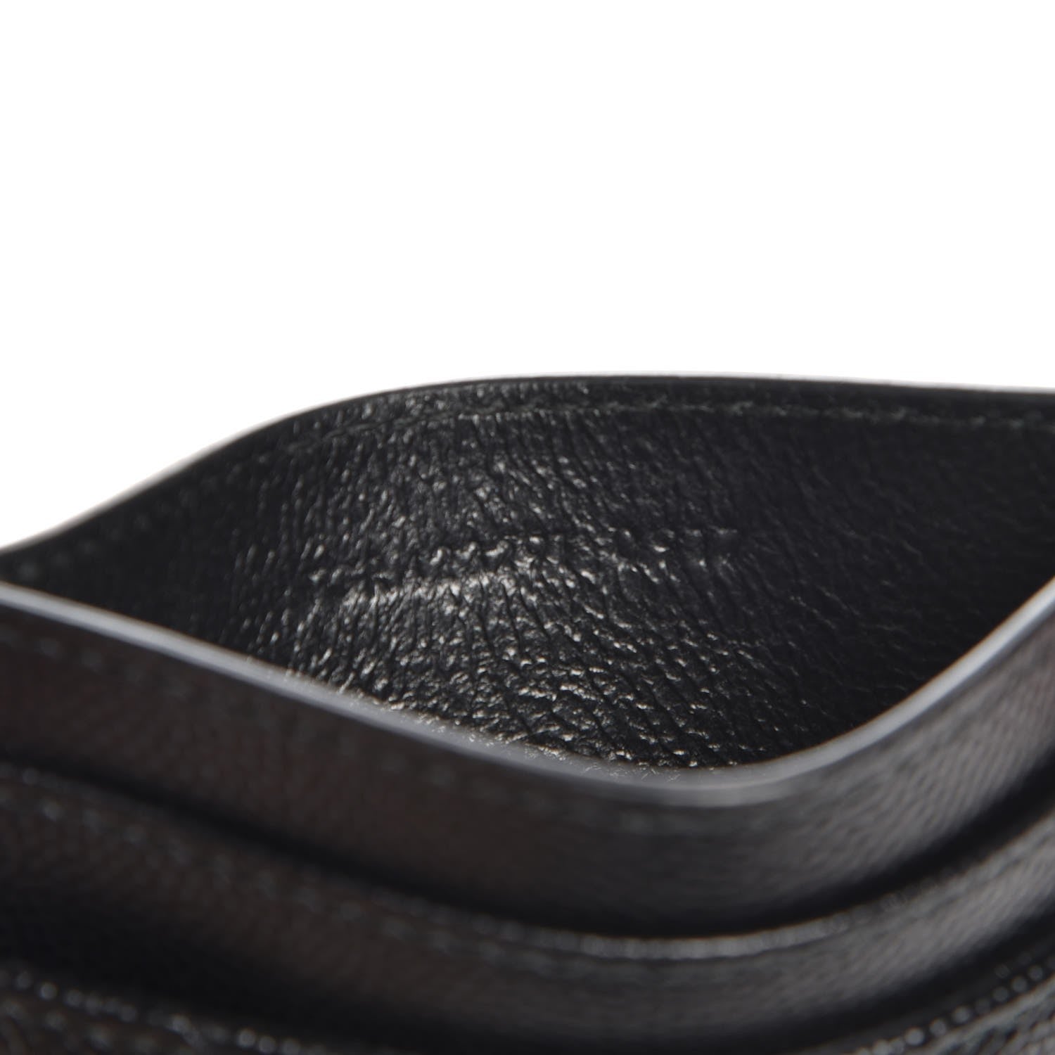 Saint Laurent Grain De Poudre Matelasse Chevron Monogram Credit Card Case Black 7 of 9