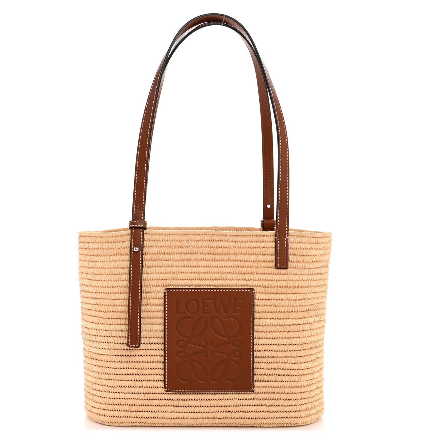 Raffia Small Square Basket Tote Bag Natural Tan