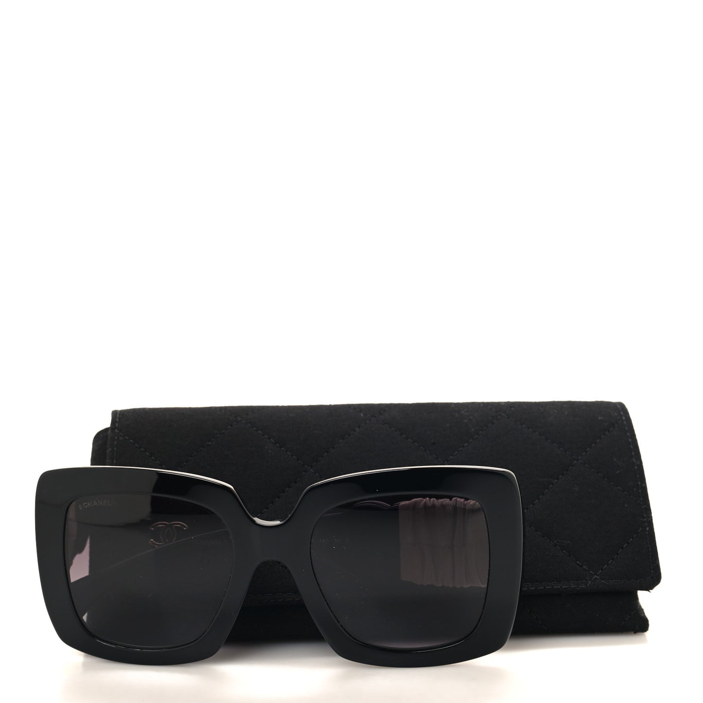 Acetate Calfskin Square Sunglasses 5474-Q-A Black