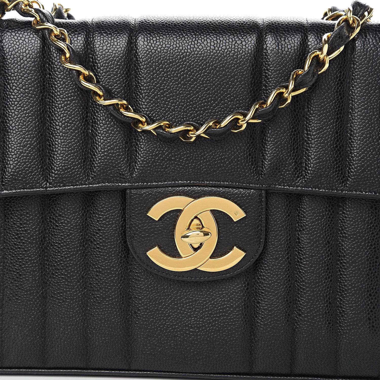 Chanel Caviar Vertical Quilted Jumbo Single Flap Black 10 of 10