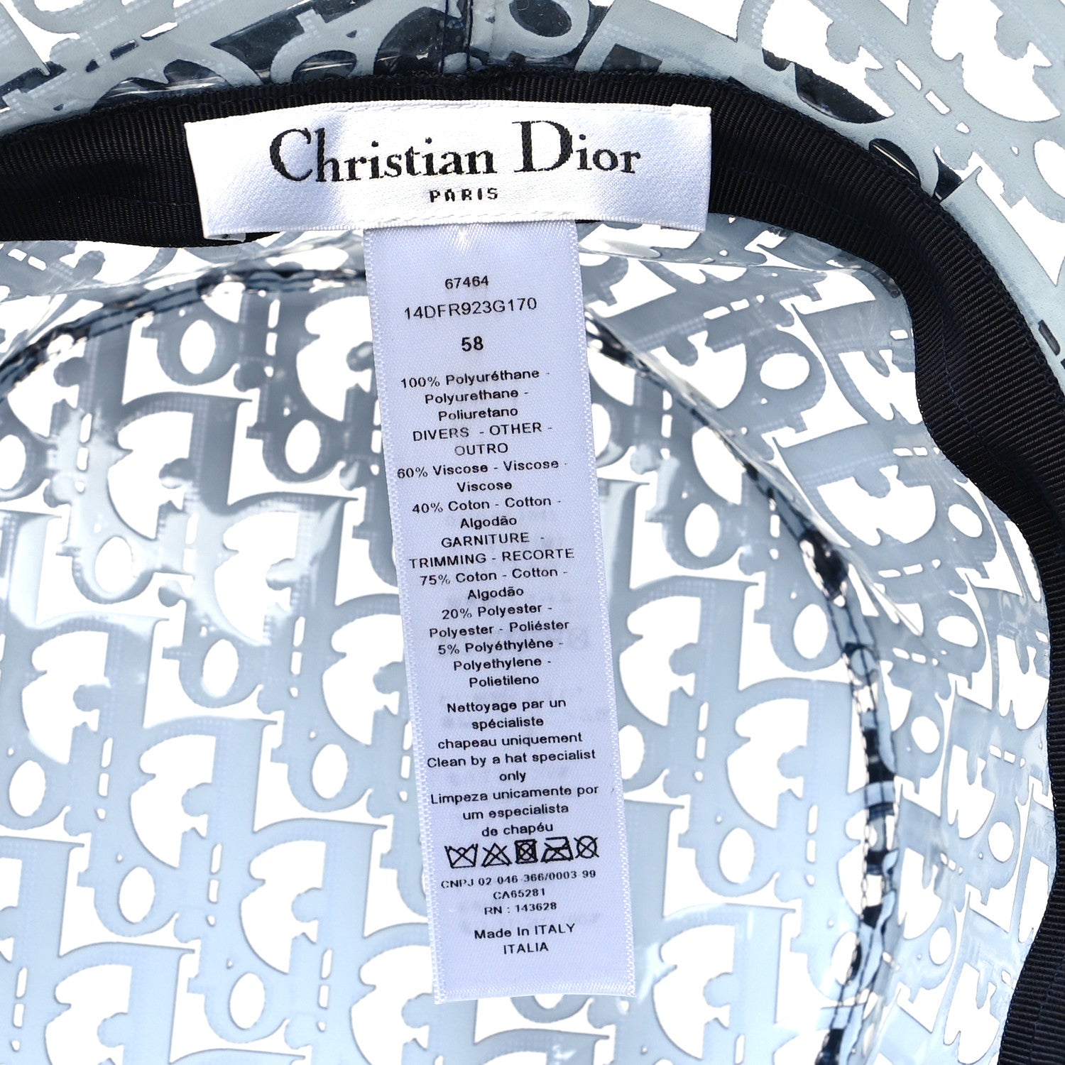 Christian Dior PVC Oblique Bob French Bucket Hat 58 Bleu 7 of 7