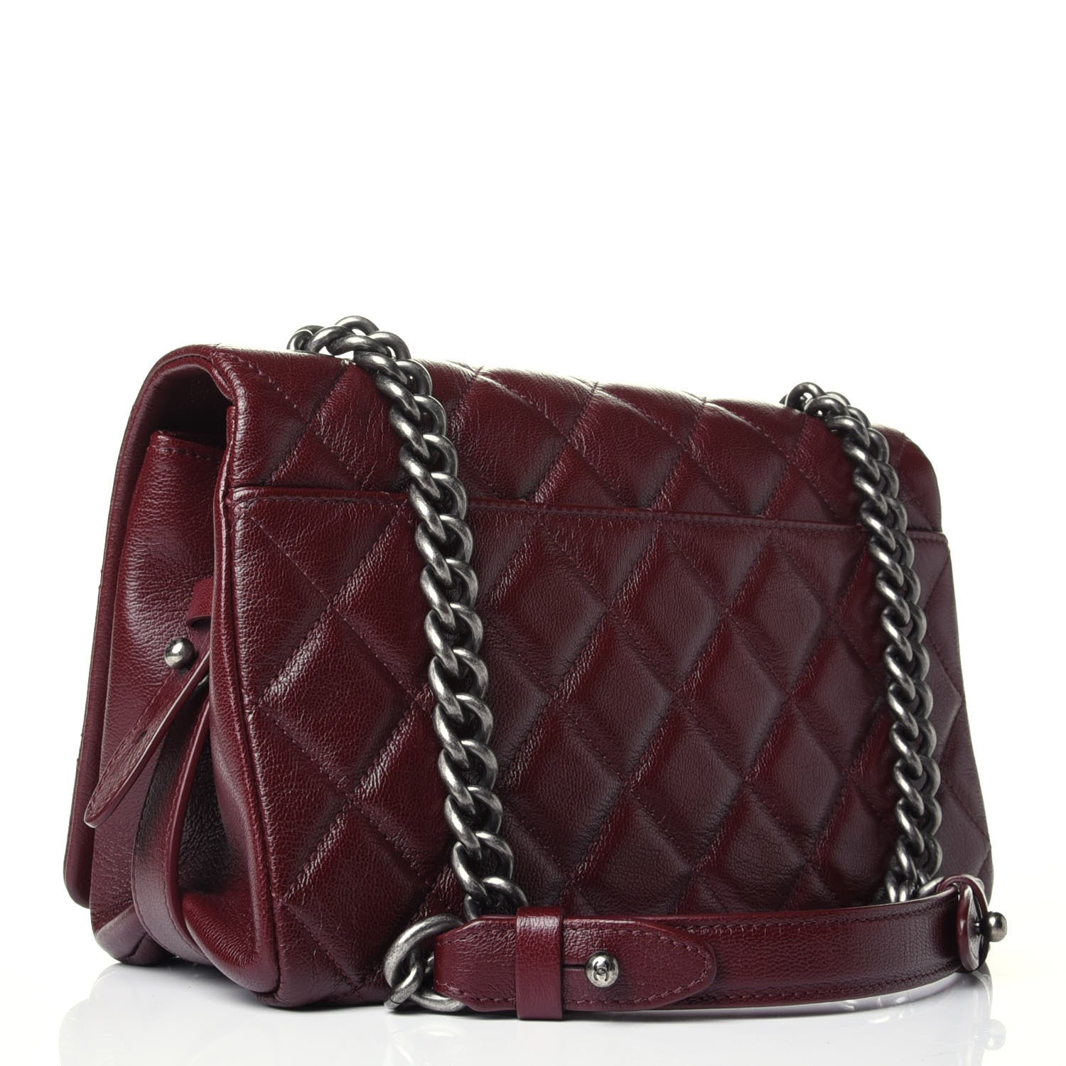 Chanel Goatskin Quilted Medium City Rock Flap Burgundy 3 of 6