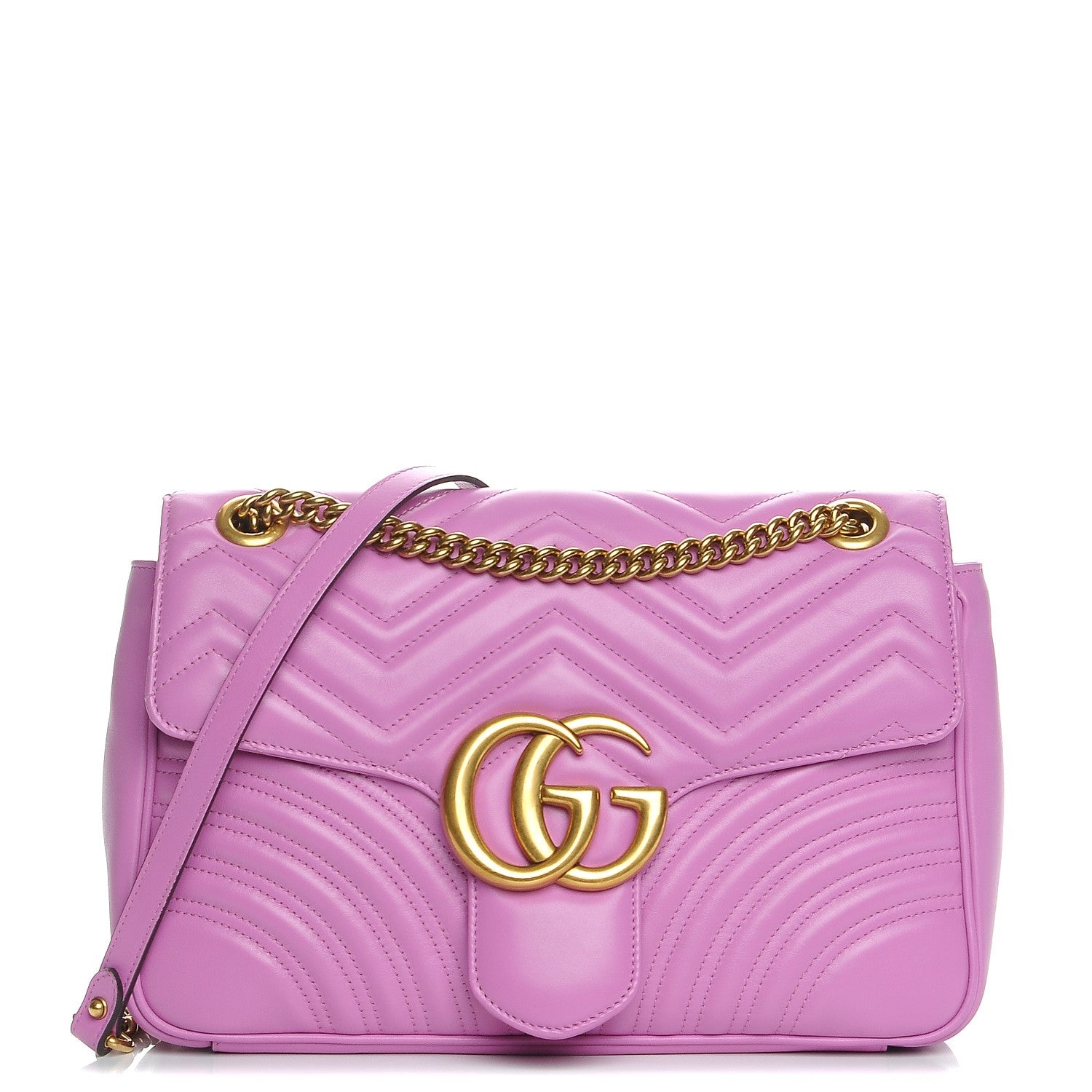 Gucci Calfskin Matelasse Medium GG Marmont Shoulder Bag Candy Mousse 1 of 7