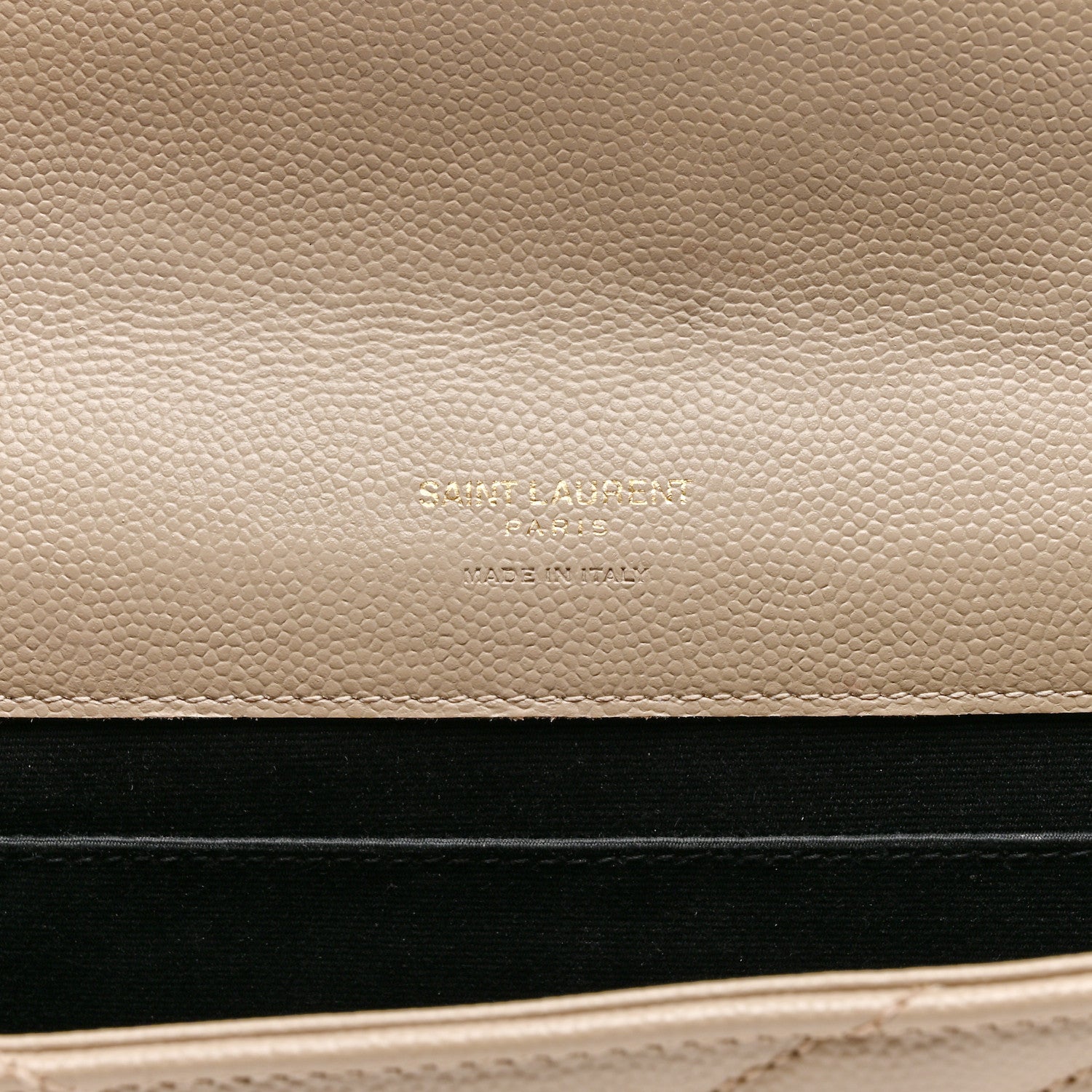 Saint Laurent Grain De Poudre Matelasse Chevron Monogram Envelope Clutch Dark Beige 6 of 10