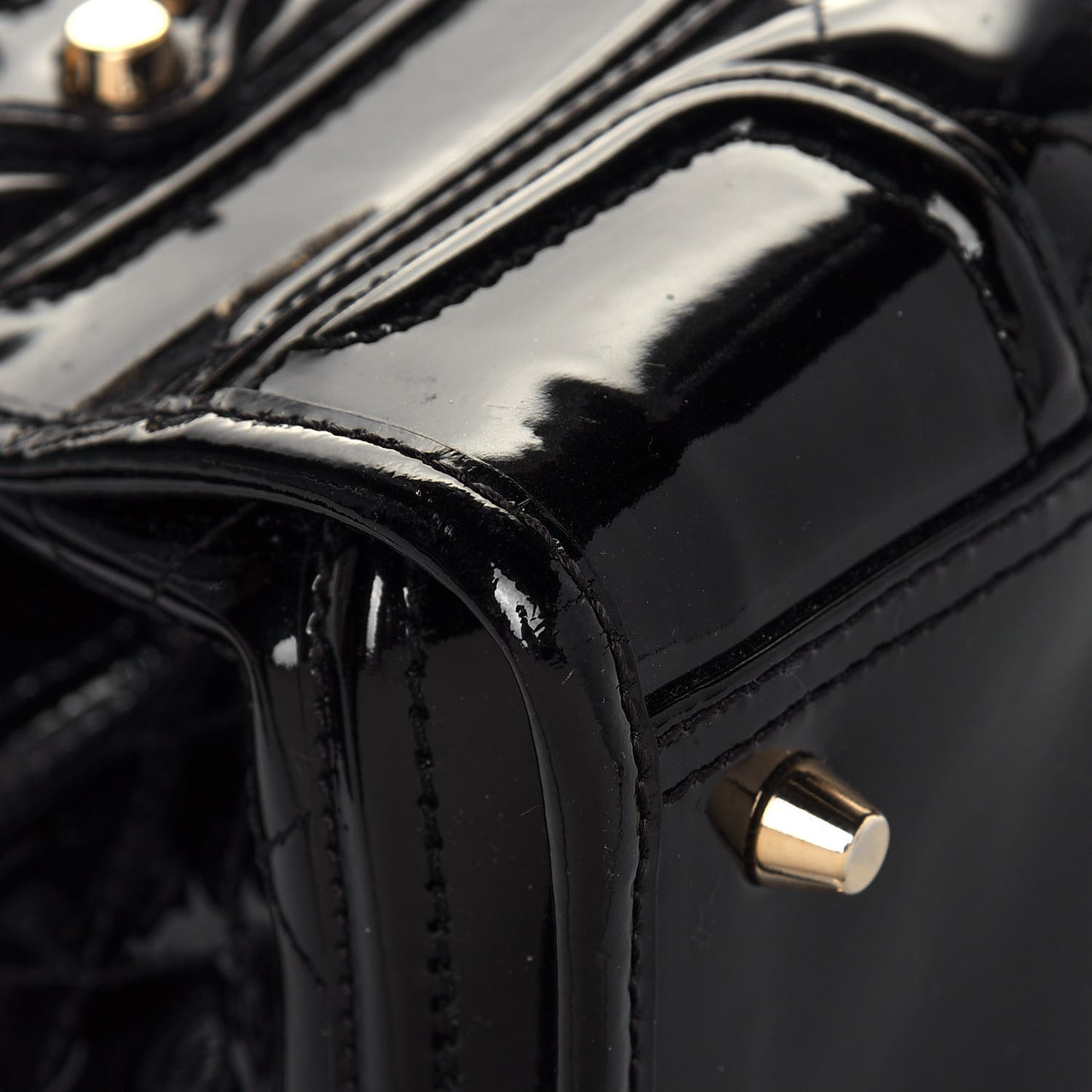 Patent Quilted Mini Manor Tote Black