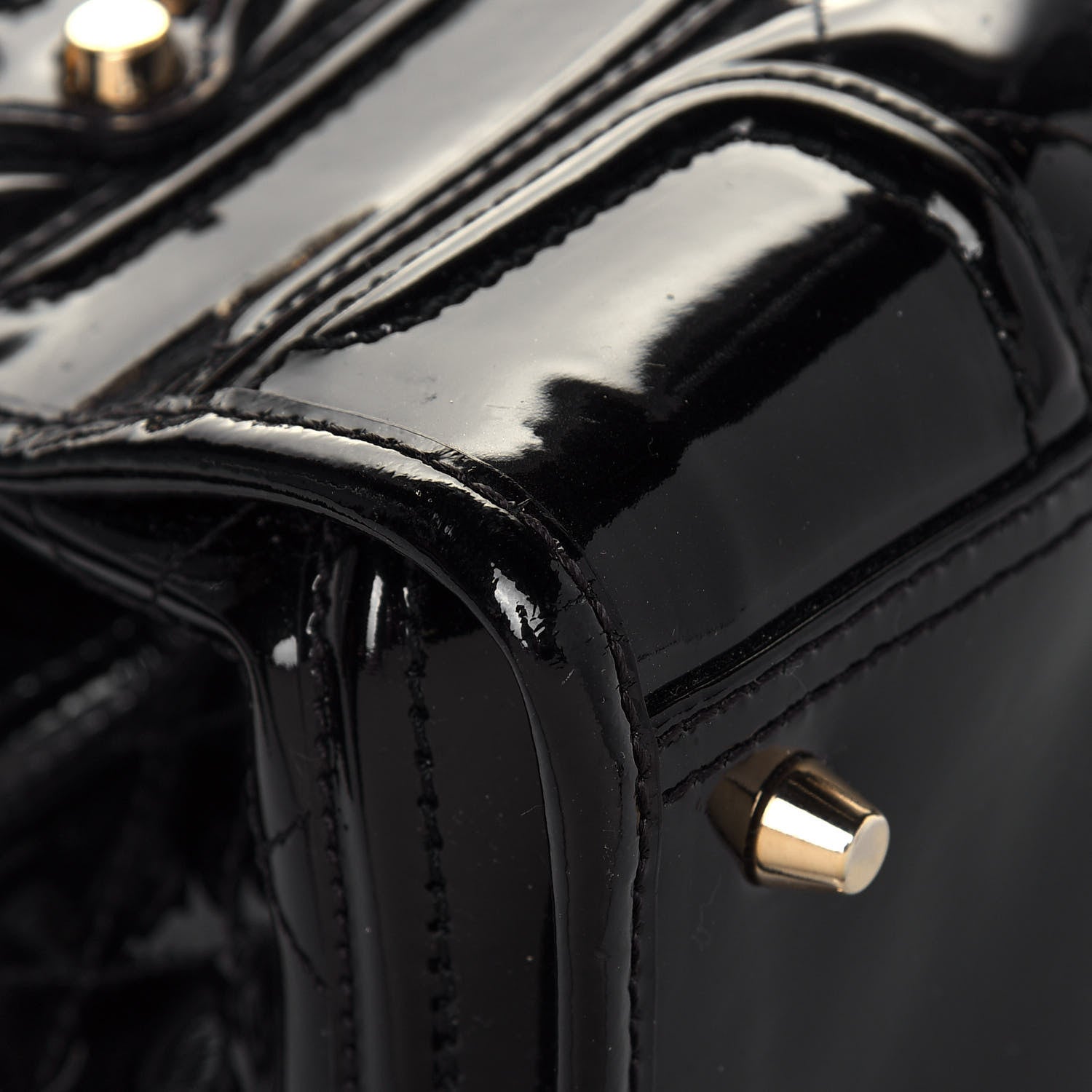 Burberry Patent Quilted Mini Manor Tote Black 11 of 12