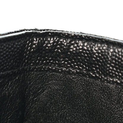 Saint Laurent Grain De Poudre Matelasse Chevron Monogram Compact Tri Fold Wallet Black 8 of 9