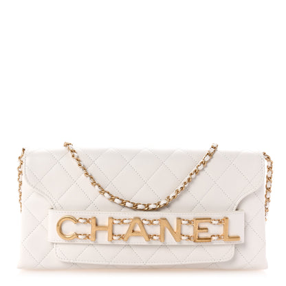 Chanel Calfskin Quilted Enchained Clutch White 1 of 10