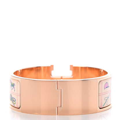 Hermes Enamel Couvertures et Tenues de Jour Wide Clic Clac H Bracelet PM Pannacotta 3 of 6