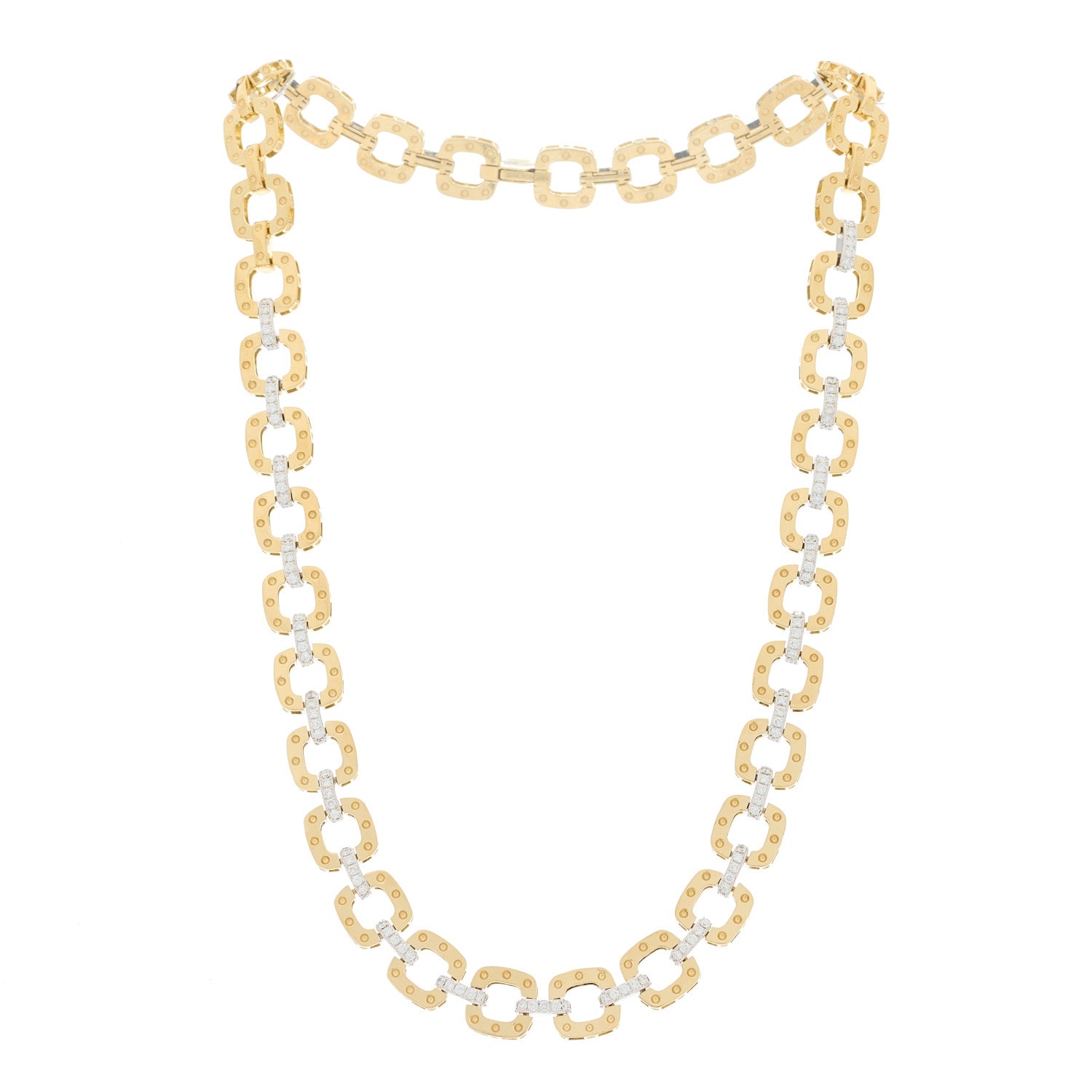 Roberto Coin 18K Yellow White Gold Diamond Pois Moi Link Necklace 2 of 4