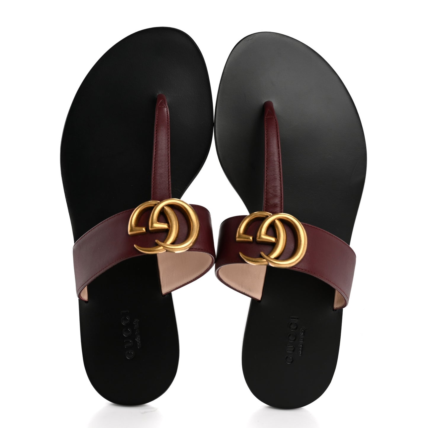 Calfskin GG Marmont Thong Sandals 36 Vintage Bordeaux
