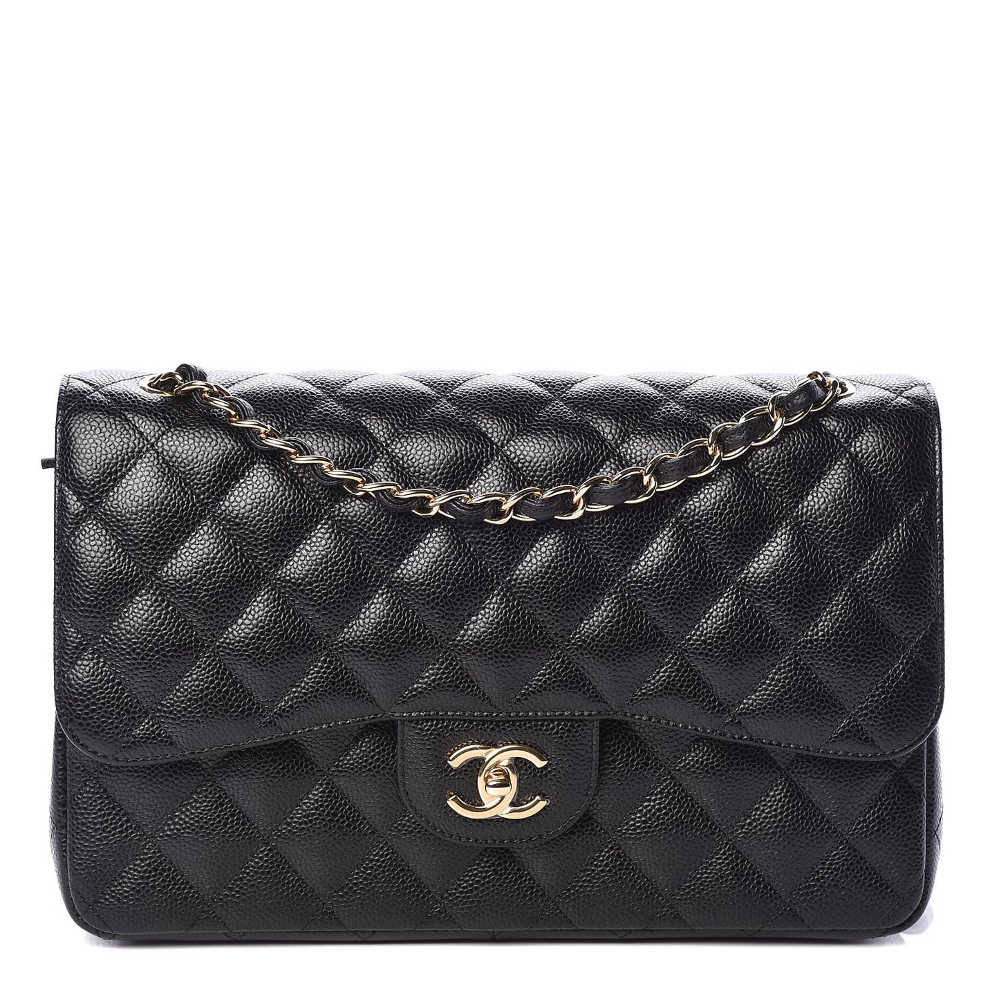 Caviar Quilted Jumbo Double Flap Black