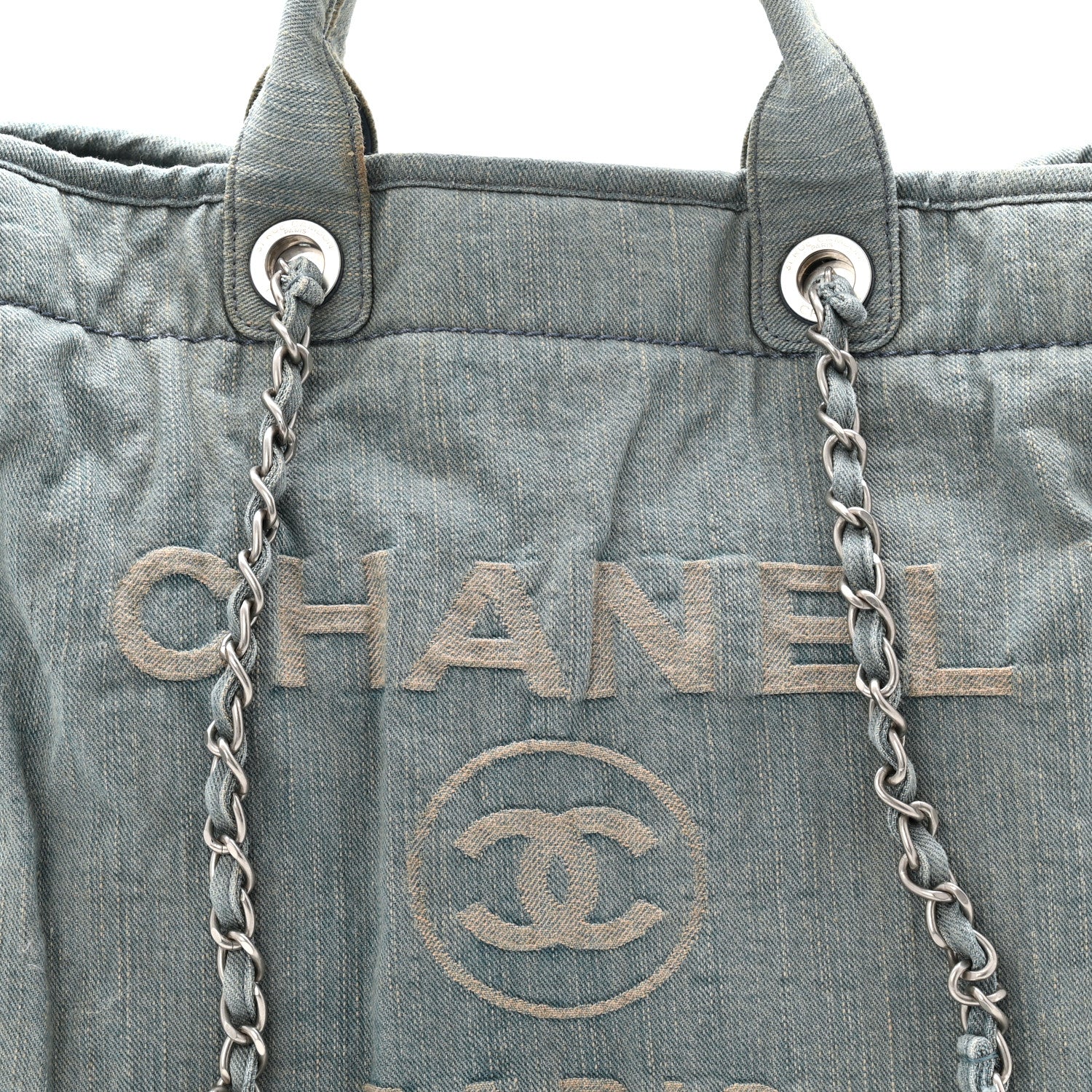 Chanel Denim Medium Deauville Tote Light Blue 8 of 11