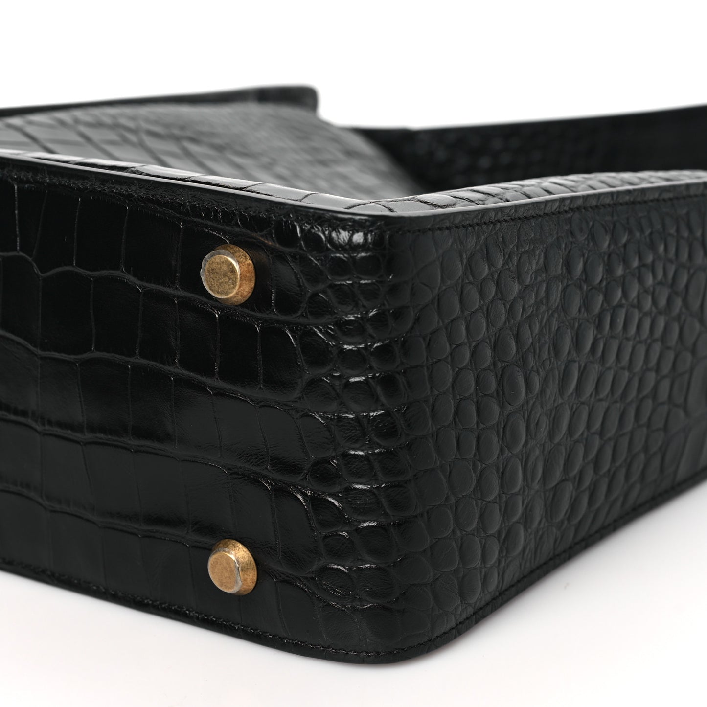 Extra Supple Calfskin Crocodile Embossed Small Tool 2.0 North-South Tote Black