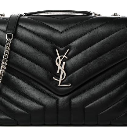 Saint Laurent Calfskin Y Quilted Monogram Medium Loulou Chain Satchel Black 9 of 11