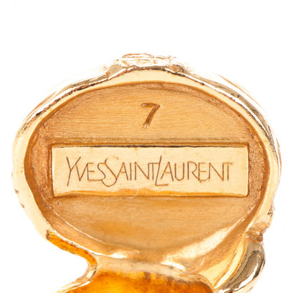 Saint Laurent Glass Cabochon Arty Ovale Ring 7 Gold Pink 3 of 4