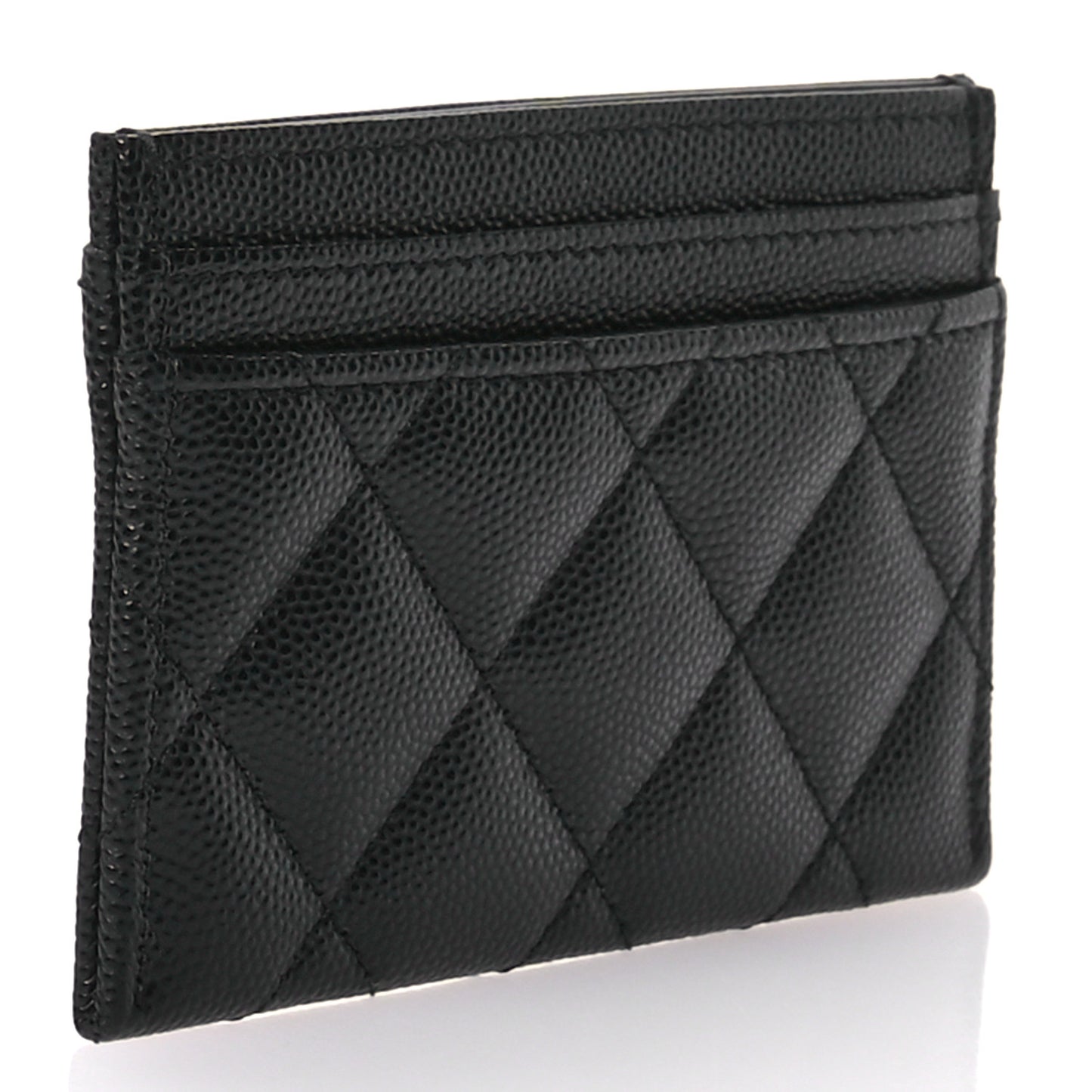 Caviar Quilted CC Card Holder Black
