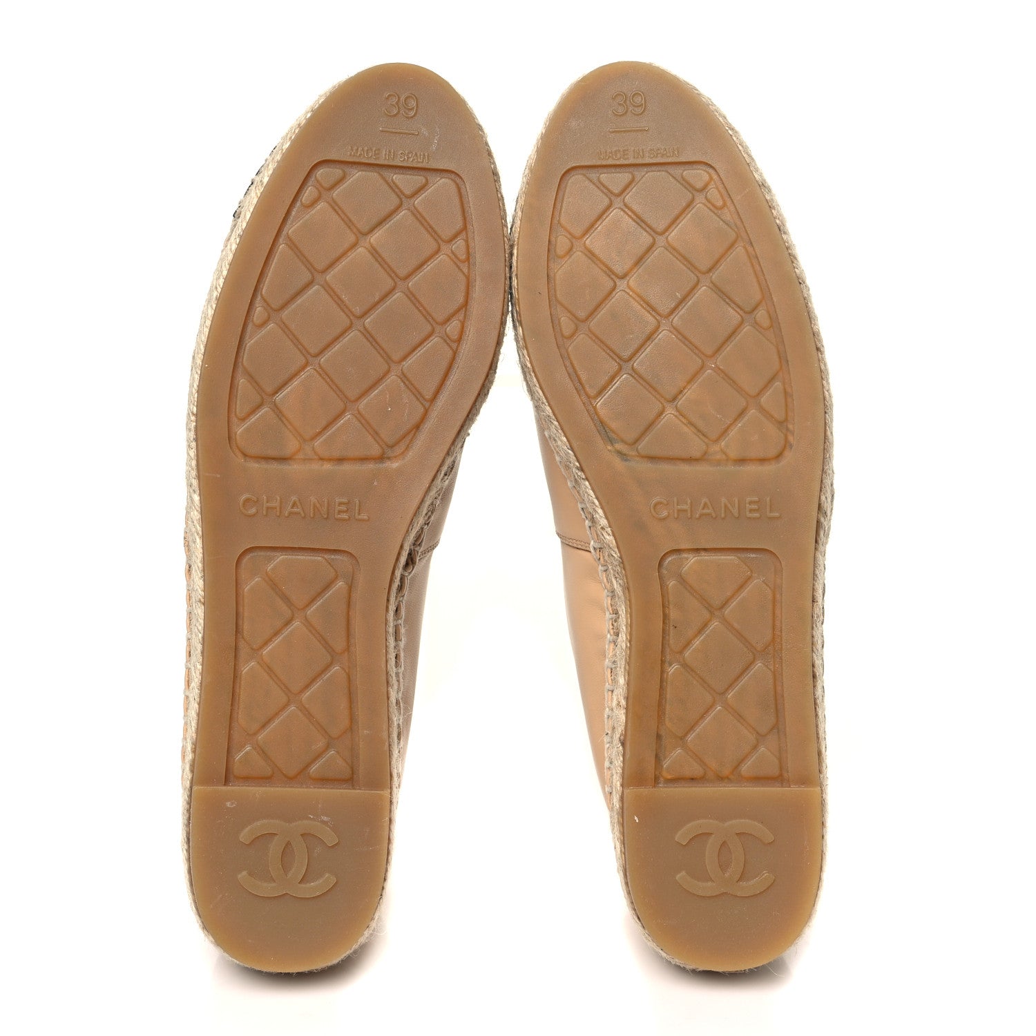 Chanel Lambskin CC Espadrilles 39 Beige Black 6 of 10