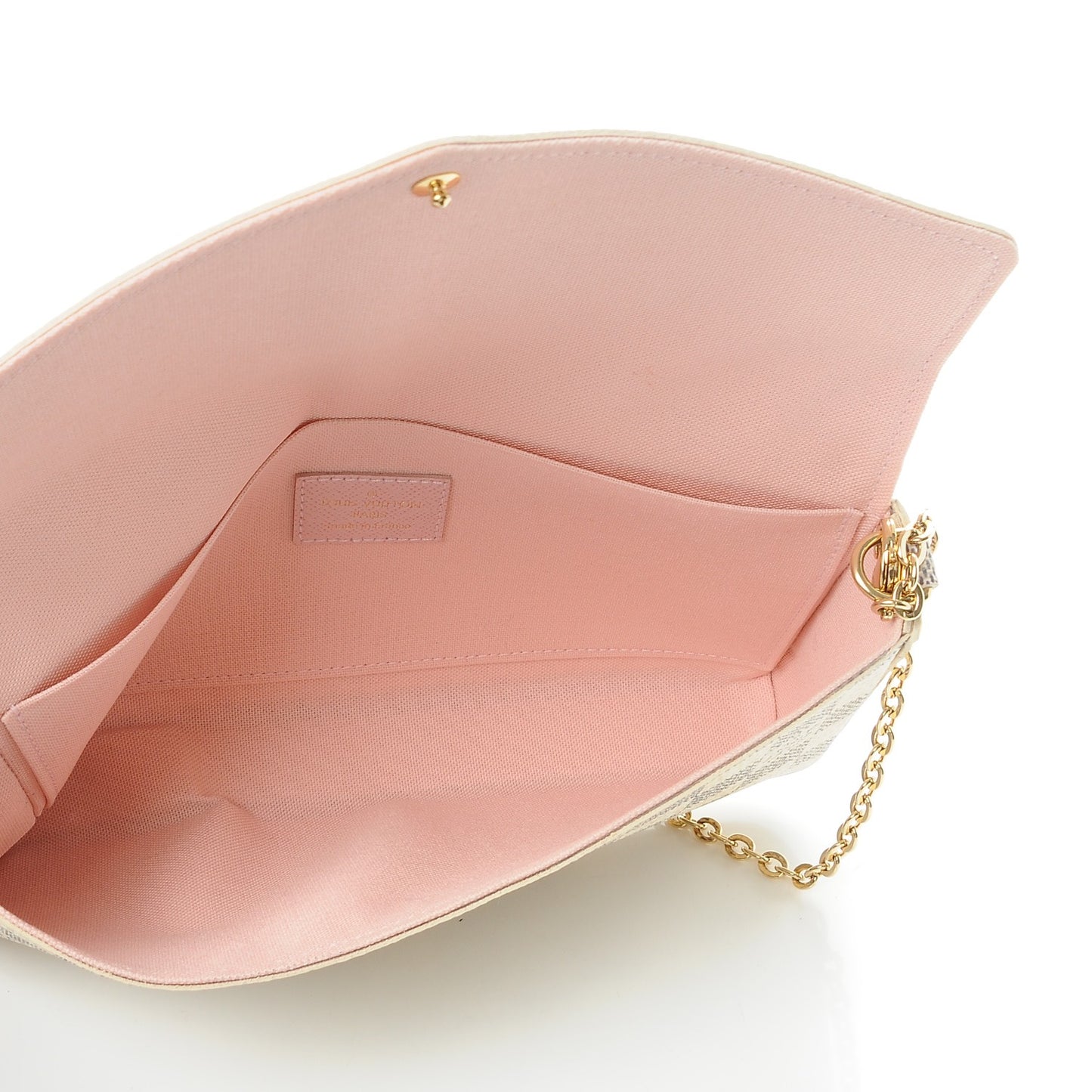 Damier Azur Pochette Felicie Chain Wallet Rose Ballerine