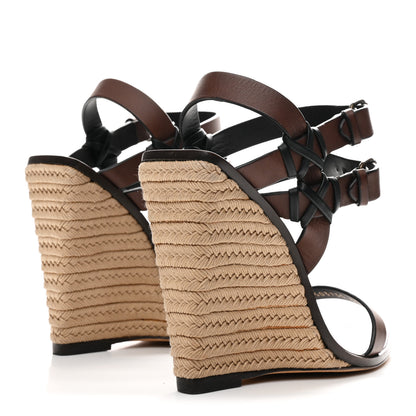 Saint Laurent Calfskin Espadrille Wedges 35 Brown 5 of 10