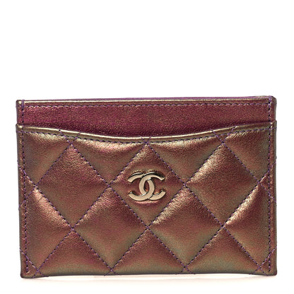Chanel Iridescent Lambskin Quilted Card Holder Purple 1 of 9