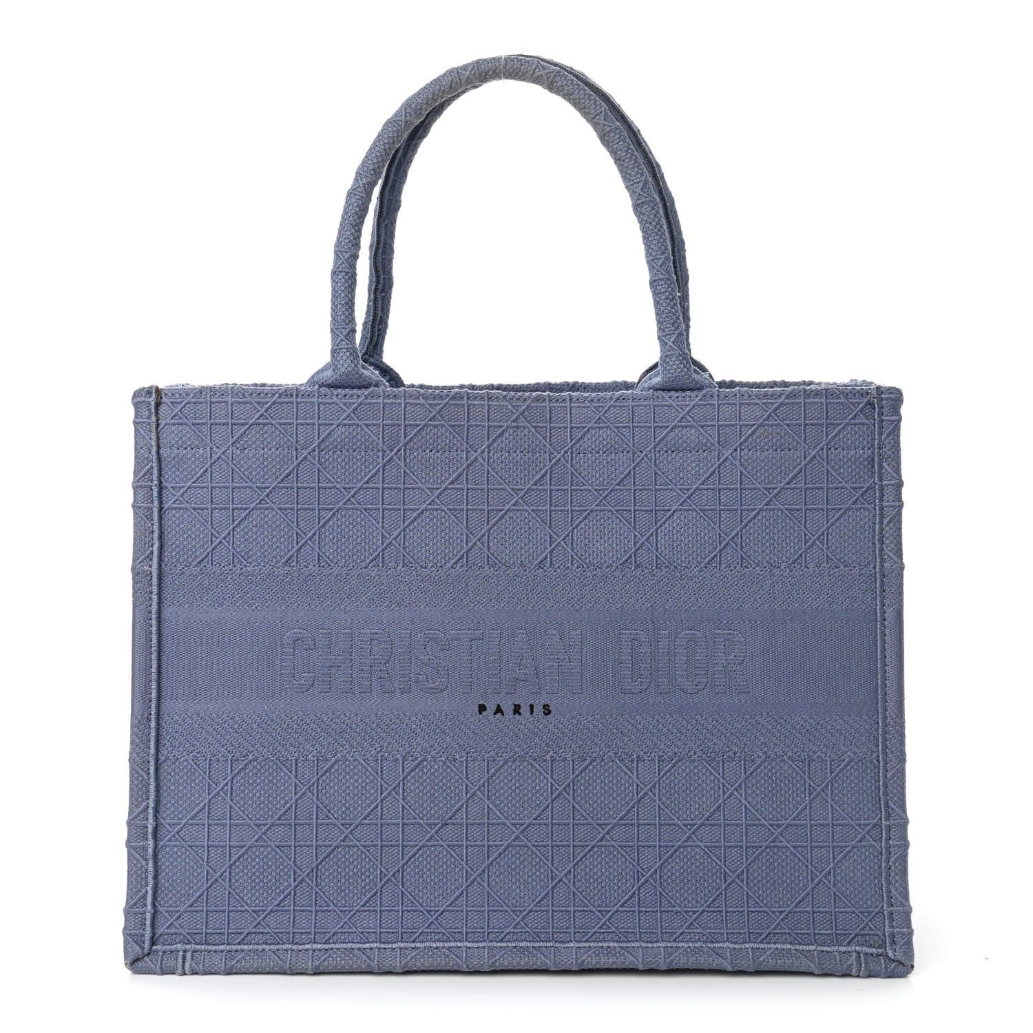 Christian Dior Embroidered Cannage Medium Book Tote Denim Blue 1 of 11