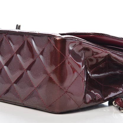 Chanel Striated Patent Quilted Jumbo Double Flap Burgundy 16 of 17