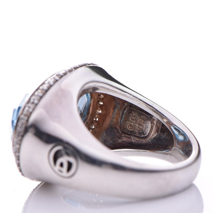 David Yurman Sterling Silver Diamond Blue Topaz 18mm Signature Oval Ring 52 6 6 of 6