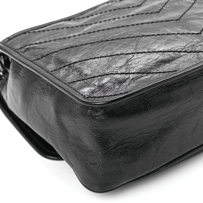 Saint Laurent Crinkled Calfskin Matelasse Monogram Medium Niki Chain Satchel Black 12 of 13