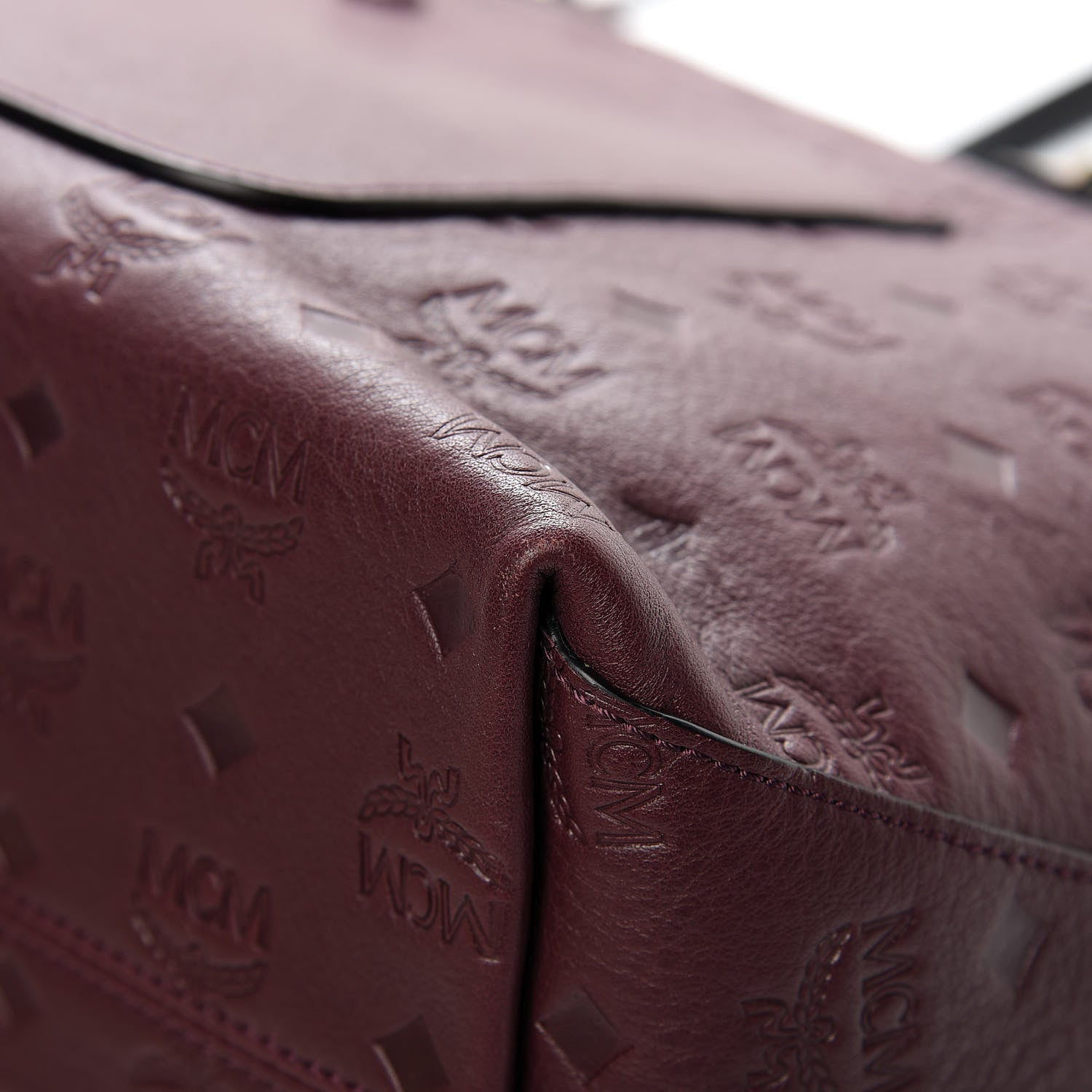 MCM Calfskin Ottomar Monogram Medium Klara Shopper Tote Rustic Brown 11 of 13