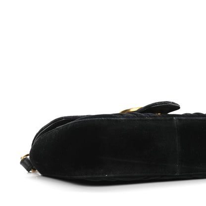 Gucci Velvet Matelasse Mini GG Marmont Shoulder Bag Black 10 of 13